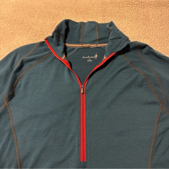 Smartwool Teal Classic Thermal Merino Base Layer 1/4 Zip Pullover - Picture 8 of 11